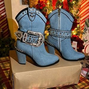 Blue Denim Sparkly cowboy boot